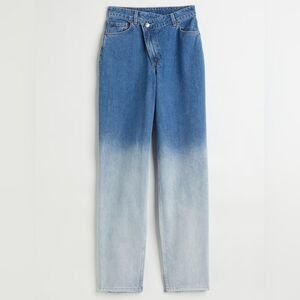EUC H&M Divided Women's High Diagonal Waist 90s Straight Baggy Jeans 2 Tone 12